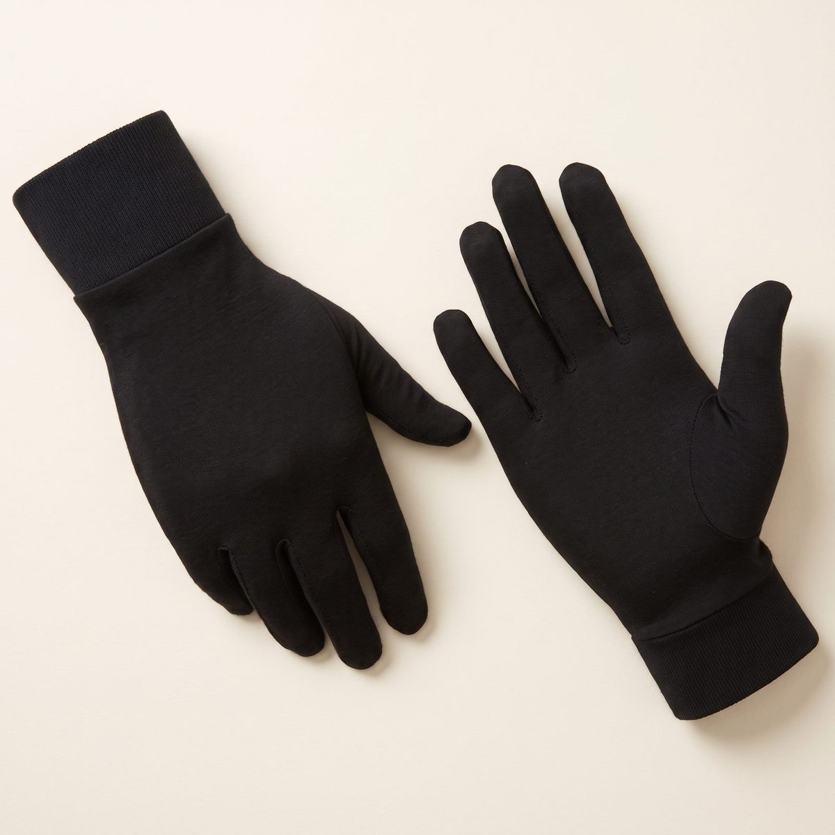 Paire de sous-gants noirs en laine mérinos